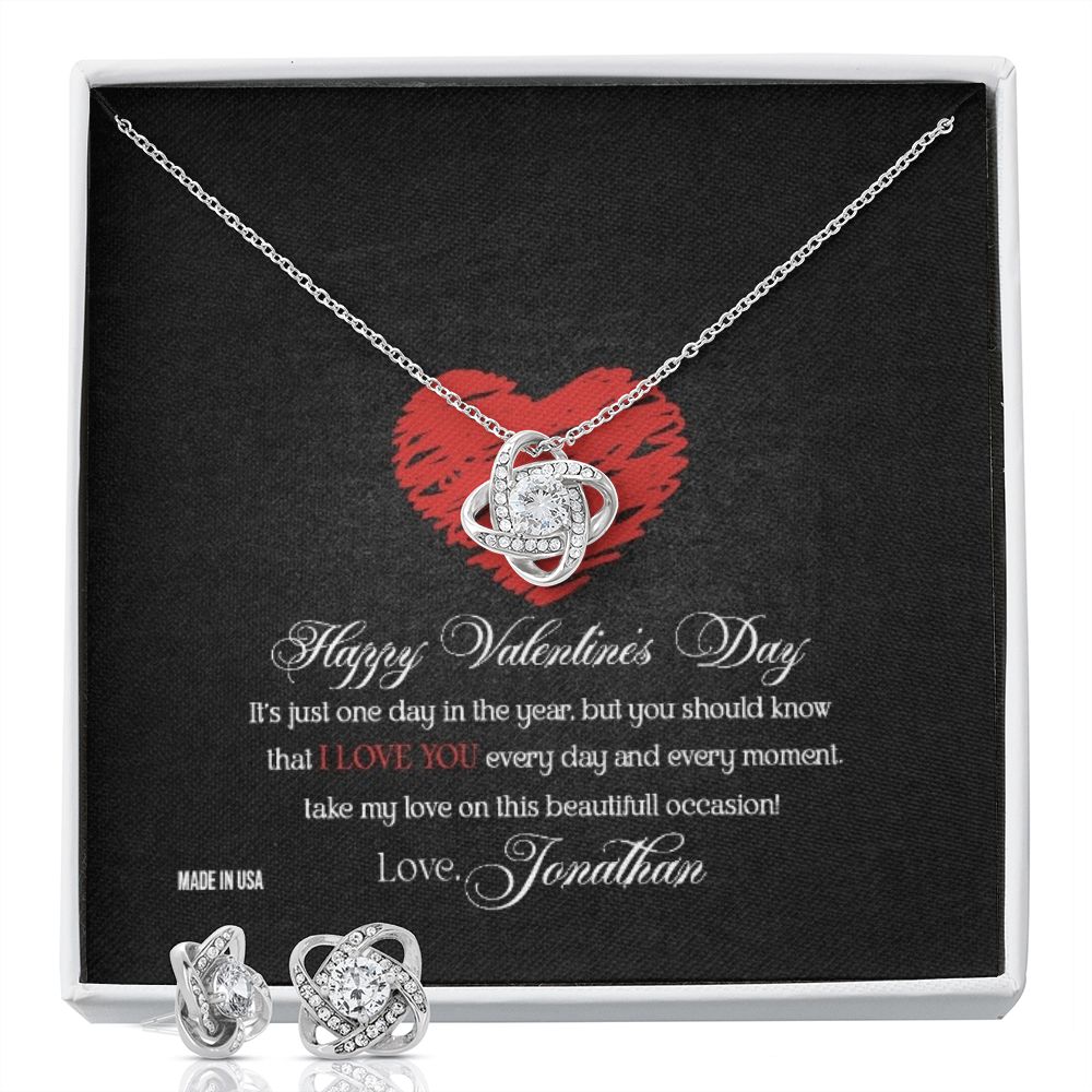 Custom Name Happy Valentine's Day 14k White Gold Pendant Necklace Jewelry Gift for Girlfriend Wife Fiancee Woman Girl