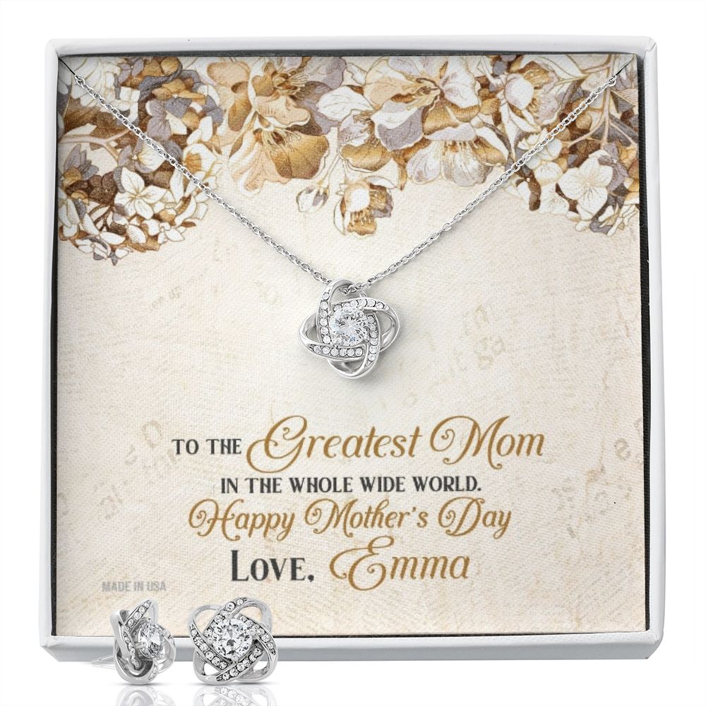 Custom To The Greatest Mom Mothers Day Ideas 14k White Gold Interlocking Heart Pendant Necklace Jewelry Gifts For Mom Wife Grandma Auntie