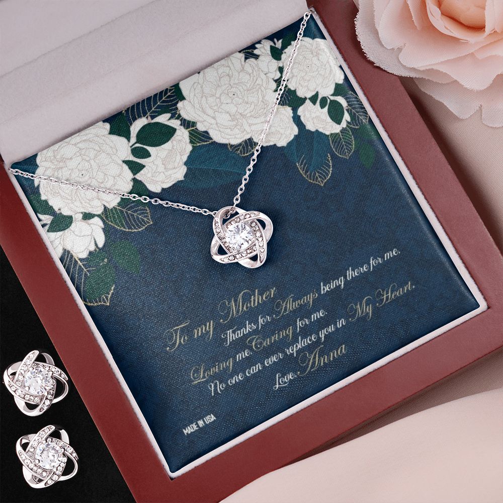 Custom Happy Mothers Day 01 14k White Gold Interlocking Heart Pendant Necklace Jewelry Gifts For Mom Wife Grandma Auntie