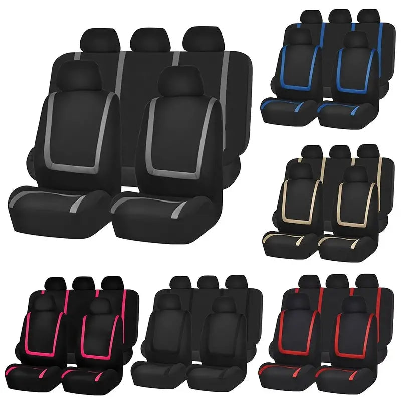 Car Seat Covers Full Set Cloth - Universal Fit Automotive Seat Covers, Low Back Front Seat Covers, Solid Back Seat Cover, Washable Car Seat Cover for SUV, Sedan and Van