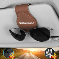 Thumbnail for Custom Logo Sunglasses Holder for Car Visor Clips, Leather Magnet Adsorption Visor Accessories Car Organizer for Storing Glasses Tickets Eyeglasses Hanger