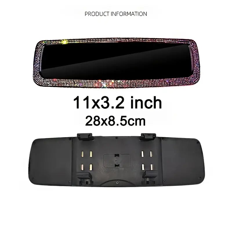 Bling Rhinestone Car Rear View Mirror, Car Rear View Mirror with Crystal Diamonds Bling Rhinestones Car Rear View Mirror for Women,Car Interior Trim