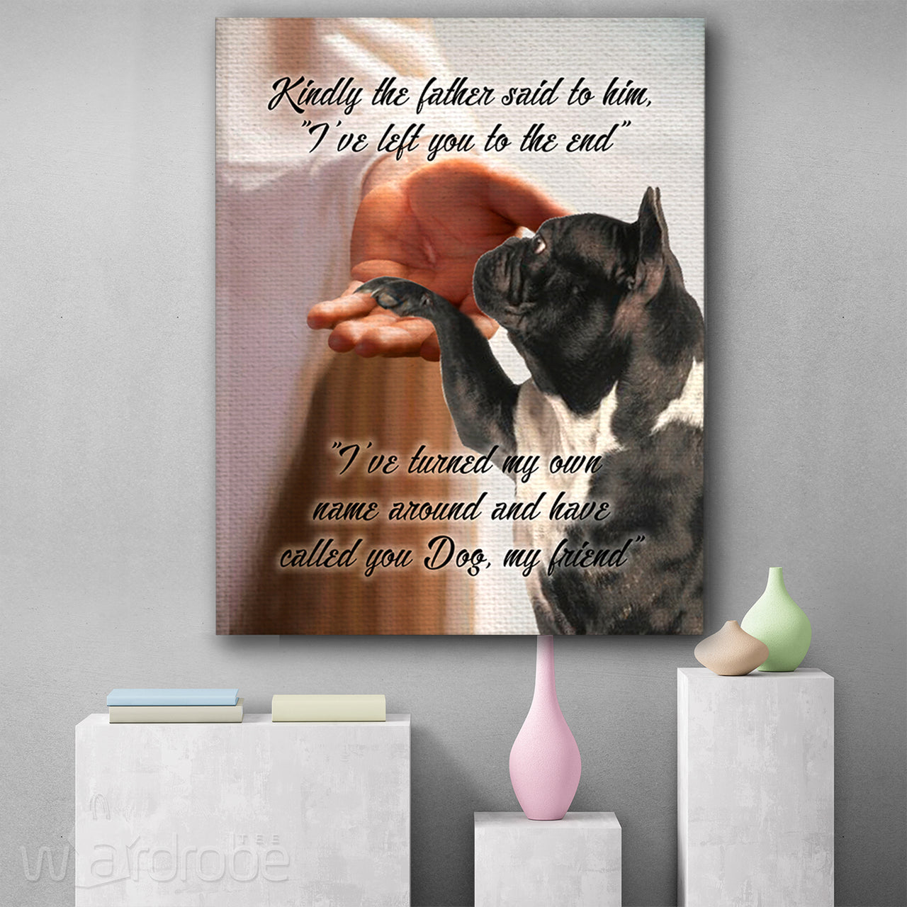 God Turn His Name Around French Bulldog Canvas Print Wall Art - Matte Canvas