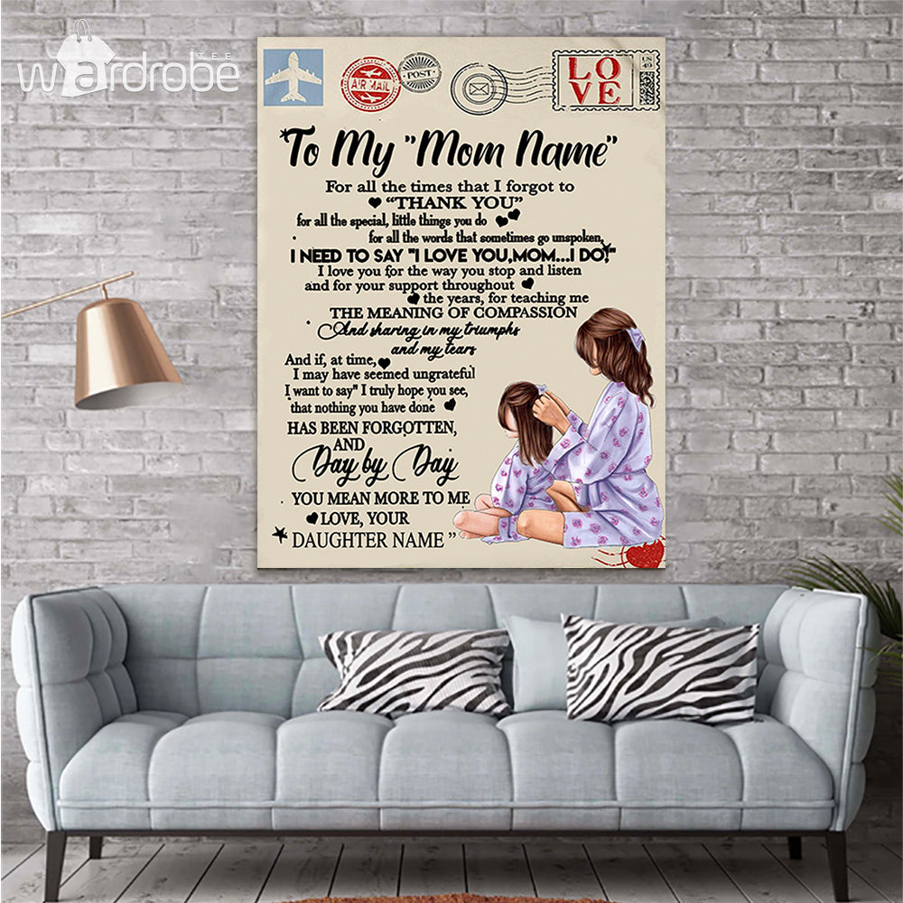 Personalized Mother's Day Gift Custom Canvas Letter From Daughter To My Mom