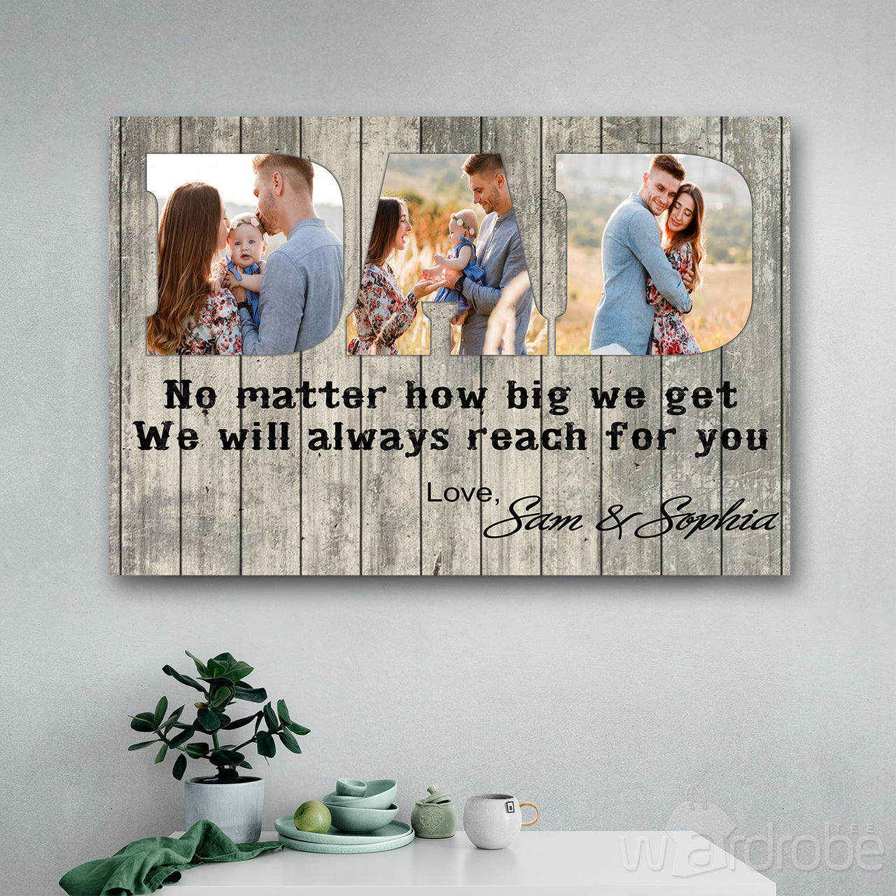 Personalized Photo Dad And Family Canvas Print Wall Art - Matte Canvas - Father's Day Gift