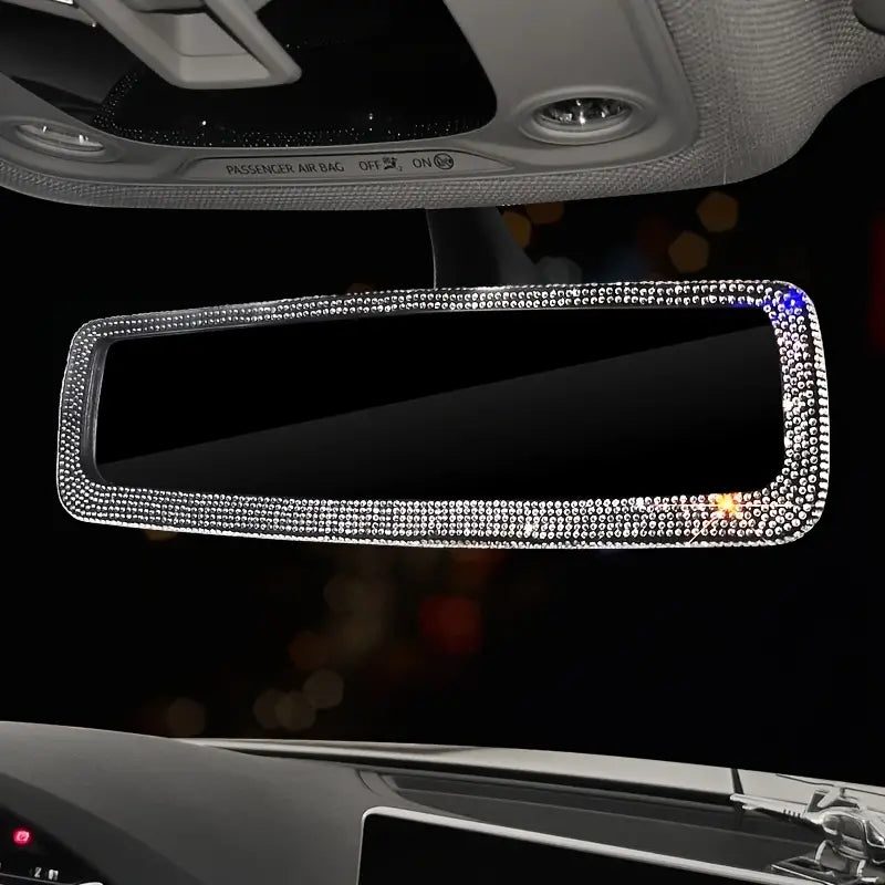 Bling Rhinestone Car Rear View Mirror, Car Rear View Mirror with Crystal Diamonds Bling Rhinestones Car Rear View Mirror for Women,Car Interior Trim
