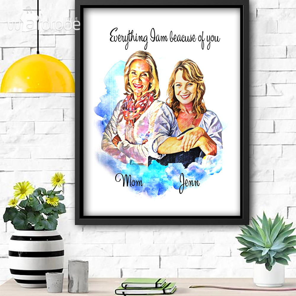 Personalized Mother's Day Gift Custom Name Canvas Everything I am Because Of You