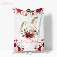 Thumbnail for Baby Personalized Custom Name Horse Baby Blanket - Baby Birthday Gifts