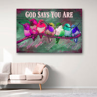 Thumbnail for Hummingbirds God Says You Are - For Bird Lover Canvas Print Wall Art - Matte Canvas