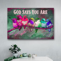 Thumbnail for Hummingbirds God Says You Are - For Bird Lover Canvas Print Wall Art - Matte Canvas
