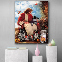 Thumbnail for Custom Canvas God Loves Cat Halloween, Jesus Cat Lover Halloween
