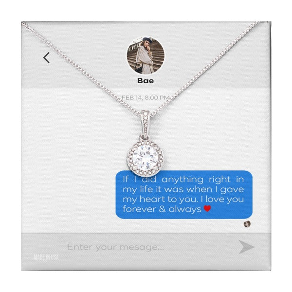 Custom Name To My Love 14k White Gold Pendant Chain Necklace Jewelry with Message Card Gift Box for Girlfriend Wife Fiancee Woman Girl Mother Day