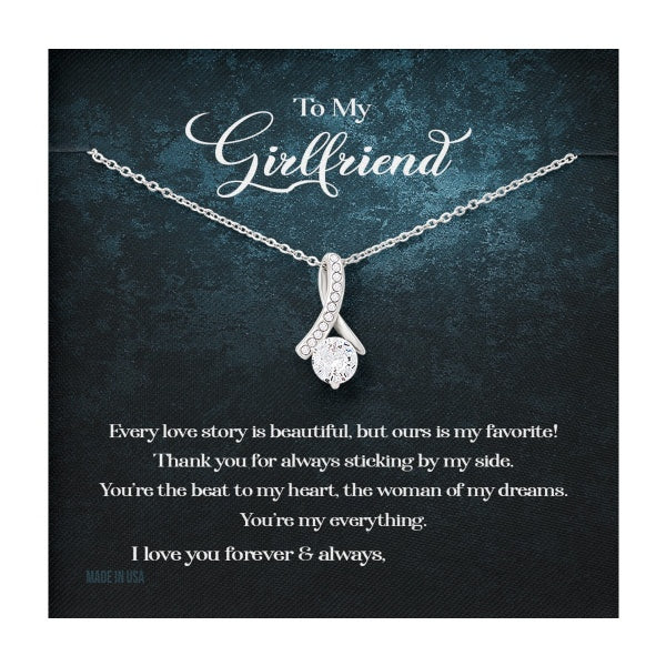 Custom To My Girlfriend Every Love Story Is Beautiful 14k White Gold Pendant Necklace Jewelry Gift For Girlfriend Mother day