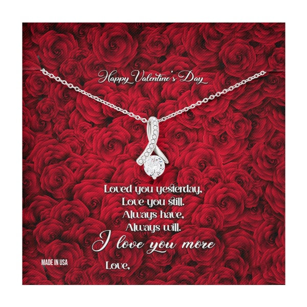 Custom Name Valentine's Day 14k White Gold Pendant Necklace Jewelry Message Card Gift For Girlfriend Wife Fiancee Woman Girl