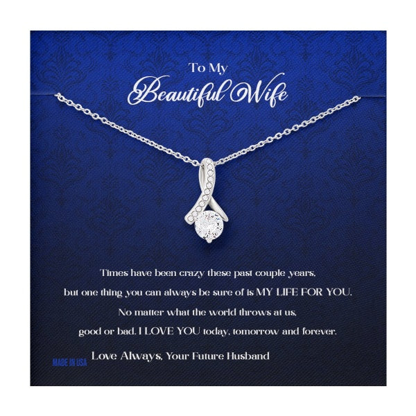 Custom To My Beautiful Wife Times Have Been Crazy 14k White Gold Pendant Necklace Jewelry Gift For Wife Mother day