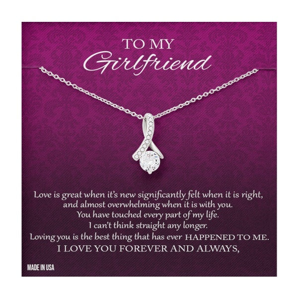 Custom To My Girlfriend I Love You 14k White Gold Pendant Necklace Jewelry Gift For Girlfriend Mother day