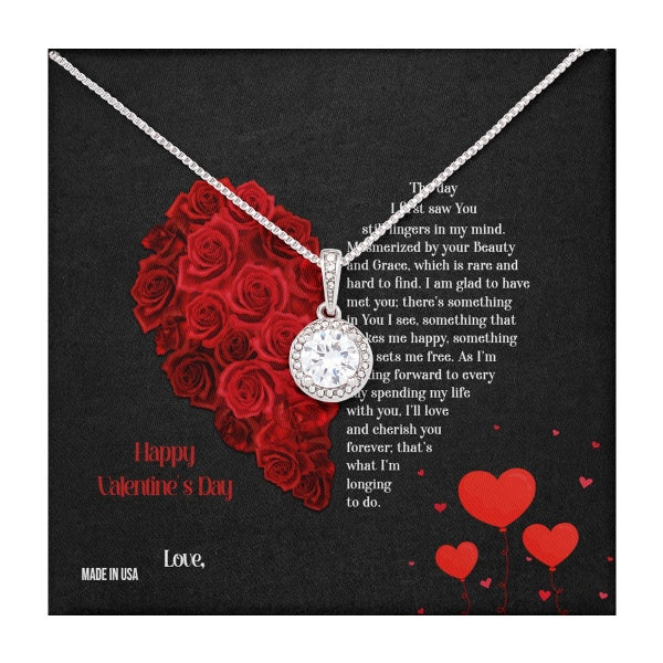 Custom Name The Day I First Saw You Still Lingers in My Mind 14k White Gold Pendant Necklace Jewelry Gift For Wife Fiancee Woman Mother day