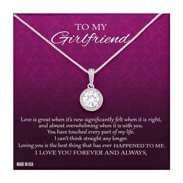 Custom To My Girlfriend I Love You 14k White Gold Pendant Necklace Jewelry Gift For Girlfriend Mother day