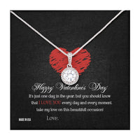 Thumbnail for Custom Name Happy Valentine's Day 14k White Gold Pendant Necklace Jewelry Gift for Girlfriend Wife Fiancee Woman Girl