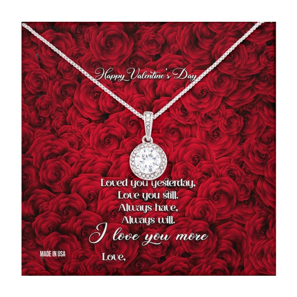 Custom Name Valentine's Day 14k White Gold Pendant Necklace Jewelry Message Card Gift For Girlfriend Wife Fiancee Woman Girl