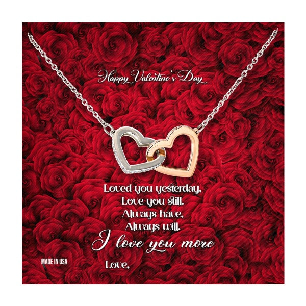 Custom Name Valentine's Day 14k White Gold Pendant Necklace Jewelry Message Card Gift For Girlfriend Wife Fiancee Woman Girl