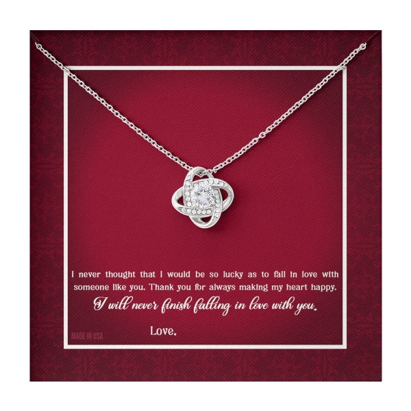 Custom Name Valentine's Day Necklace for Girlfriend 14k White Gold Pendant Chain Necklace Jewelry with Message Card Gift Box for Girlfriend Wife Fiancee Woman Girl