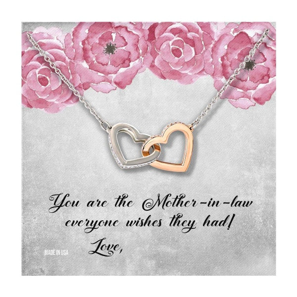 Custom You Are Mother In Law 14k White Gold Interlocking Heart Pendant Necklace Jewelry Gifts For Mom Wife Grandma Auntie Mother Day