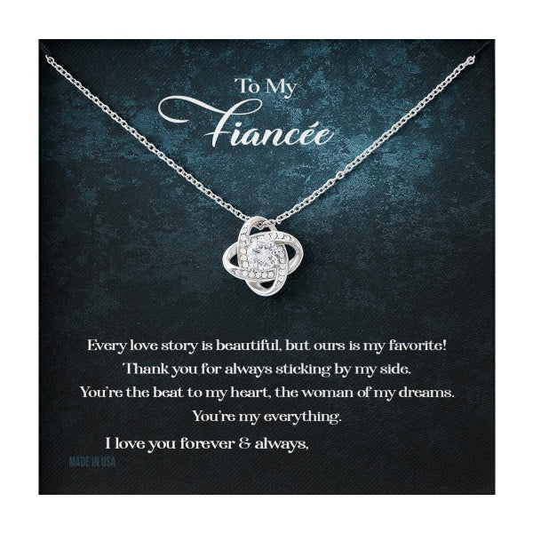 Custom To My Fiancée Every Love Story Is Beautiful 14k White Gold Pendant Necklace Jewelry Gift For Fiancée Mother day