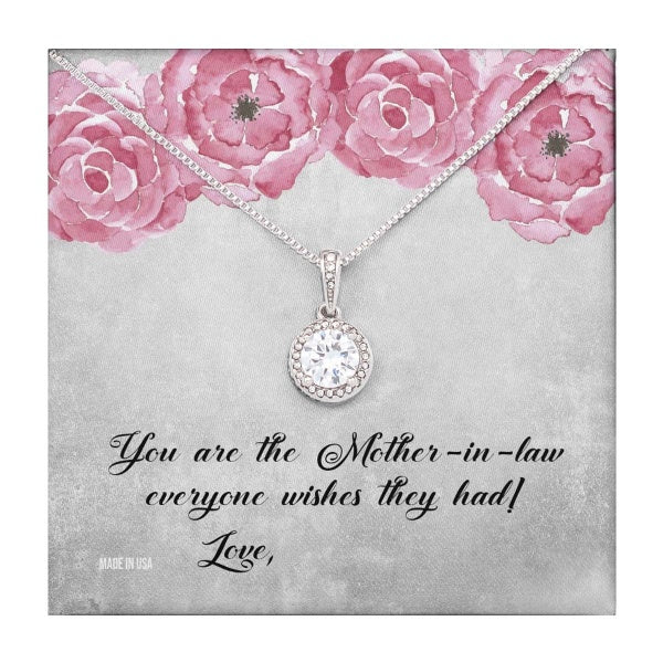 Custom You Are Mother In Law 14k White Gold Interlocking Heart Pendant Necklace Jewelry Gifts For Mom Wife Grandma Auntie Mother Day