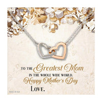Thumbnail for Custom To The Greatest Mom Mothers Day Ideas 14k White Gold Interlocking Heart Pendant Necklace Jewelry Gifts For Mom Wife Grandma Auntie