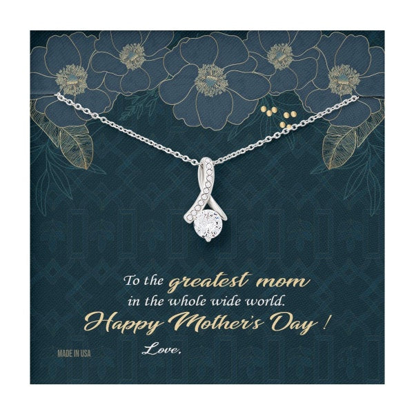 Custom Greatest Mom Mothers Day Ideas 14k White Gold Pendant Chain Necklace Jewelry Gifts For Mom Wife Grandma Auntie