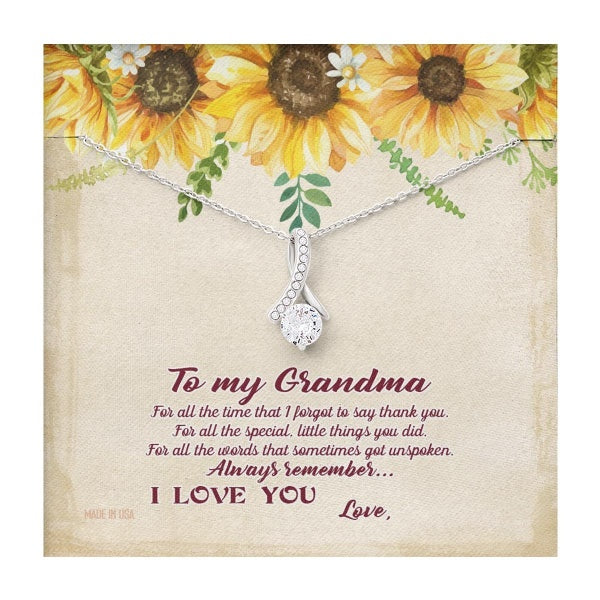 Custom Grandma Sunflower Mothers Day Ideas 14k White Gold Interlocking Heart Pendant Necklace Jewelry Gifts For Mom Wife Grandma Auntie