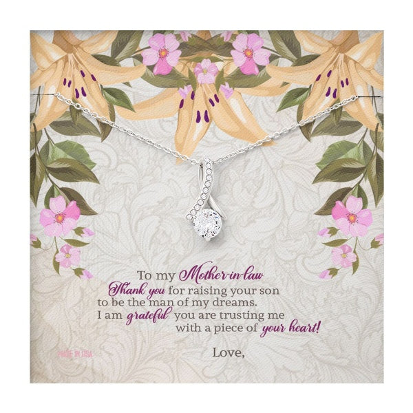Custom Mother In Law 01 14k White Gold Interlocking Heart Pendant Necklace Jewelry Gifts For Mom Wife Grandma Auntie Mother Day