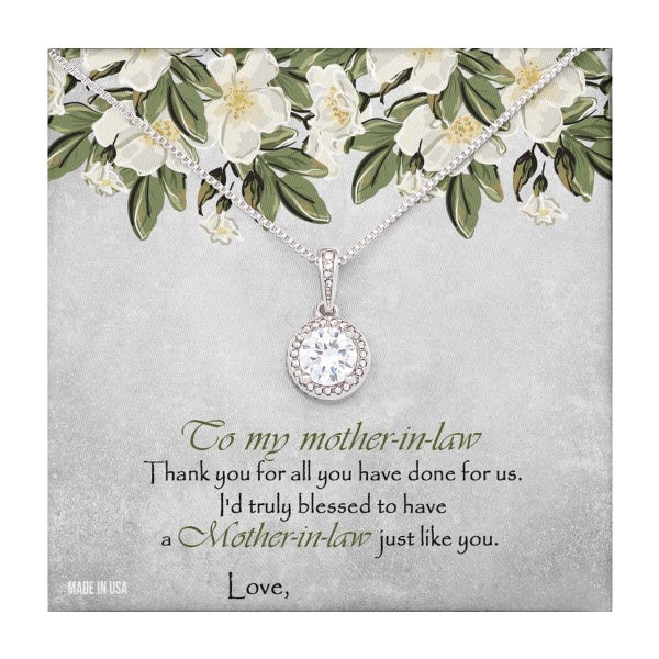 Custom Mother In Law 14k White Gold Interlocking Heart Pendant Necklace Jewelry Gifts For Mom Wife Grandma Auntie Mother Day