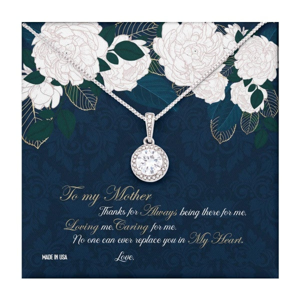 Custom Happy Mothers Day 01 14k White Gold Interlocking Heart Pendant Necklace Jewelry Gifts For Mom Wife Grandma Auntie