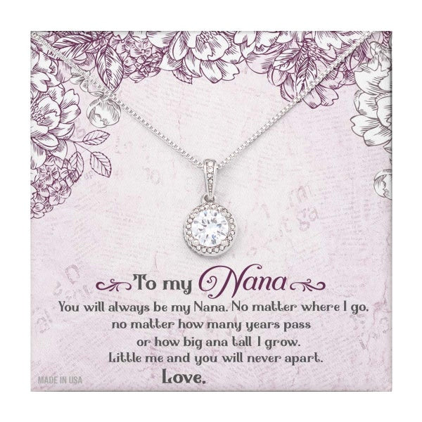 Custom You Will Always Be My Nana Mothers Day Ideas 14k White Gold Interlocking Heart Pendant Necklace Jewelry Gifts For Mom Wife Grandma Auntie