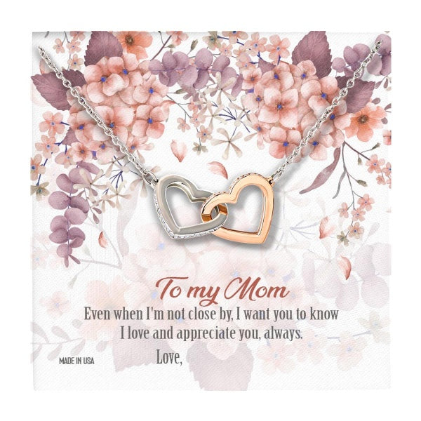 Custom To My Mom 01 14k White Gold Interlocking Heart Pendant Necklace Jewelry Gifts For Mom Wife Grandma Auntie Mother Day