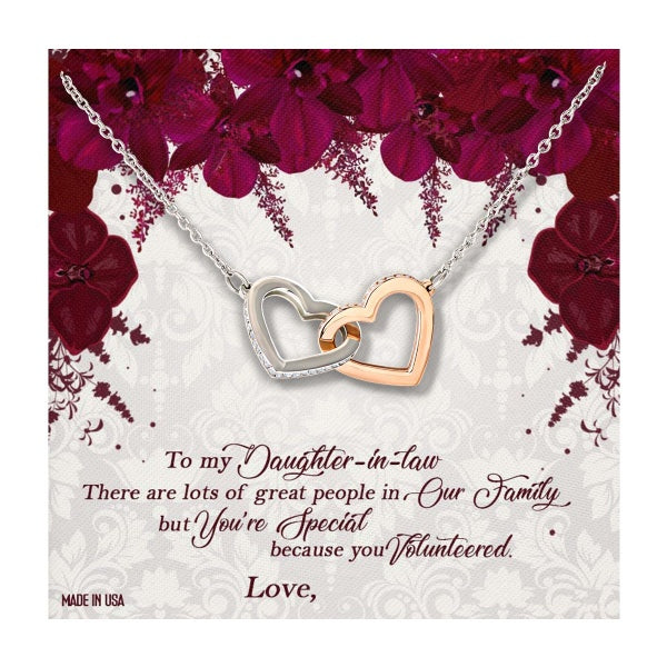 Custom Daughter In Law 02 Mothers Day Ideas 14k White Gold Interlocking Heart Pendant Necklace Jewelry Gifts For Mom Wife Grandma Auntie