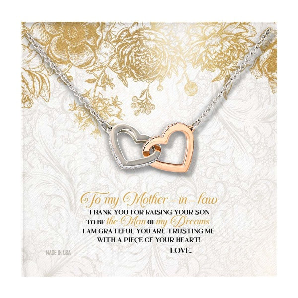 Custom Happy Mother Day Style 02 14k White Gold Interlocking Heart Pendant Necklace Jewelry Gifts For Mom Wife Grandma Auntie
