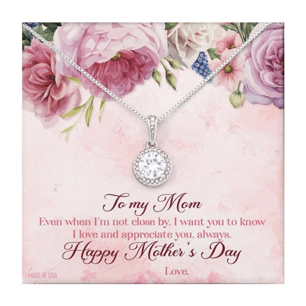 Custom Happy Mother Day Style 01 14k White Gold Interlocking Heart Pendant Necklace Jewelry Gifts For Mom Wife Grandma Auntie