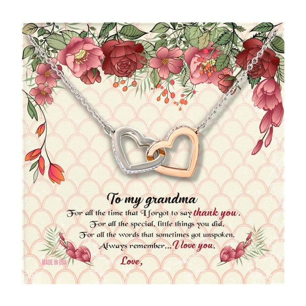 Custom Grandma Mothers Day Ideas 14k White Gold Interlocking Heart Pendant Necklace Jewelry Gifts For Mom Wife Grandma Auntie