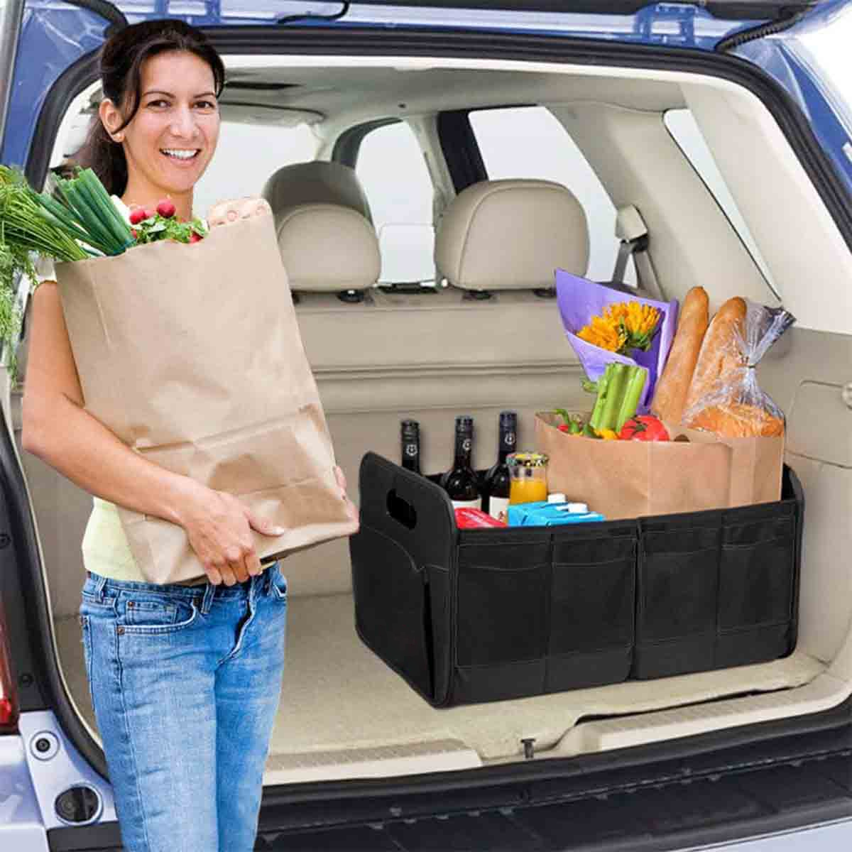 Custom Logo Car Trunk Organizer Storage, Fit with Car Storage, Reinforced Handles, Collapsible Multi, Compartment Car Organizers, Foldable and Waterproof, 600D Oxford Polyester