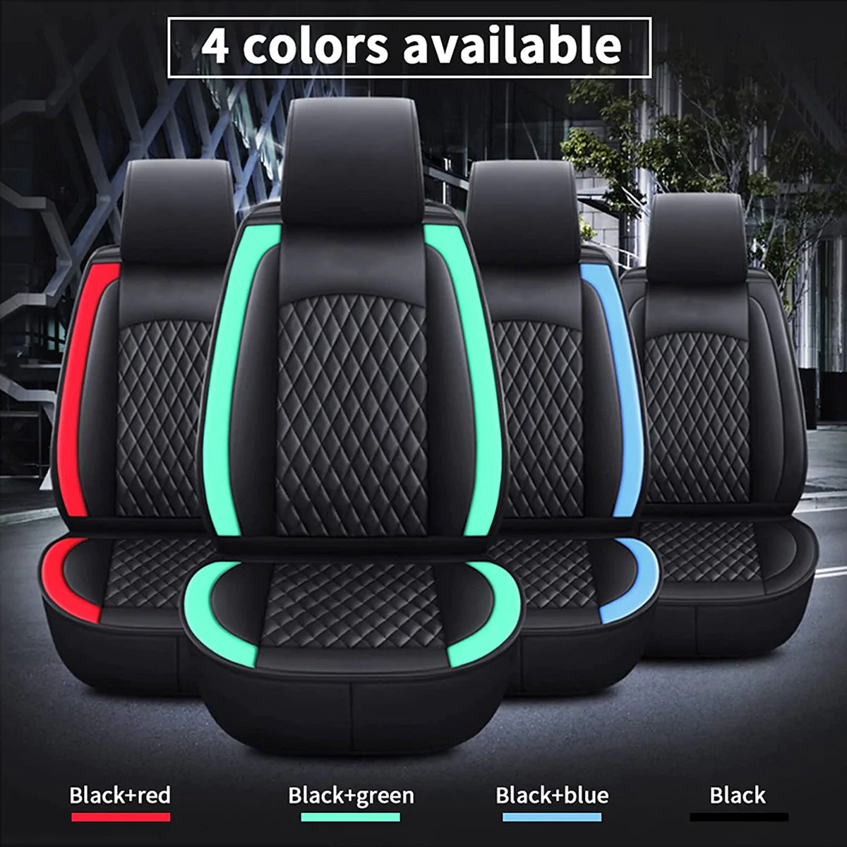 Custom Text For Seat Covers 5 Seats Full Set, Custom Fit For Your Cars, Leatherette Automotive Seat Cushion Protector Universal Fit, Vehicle Auto Interior Decor VE13988