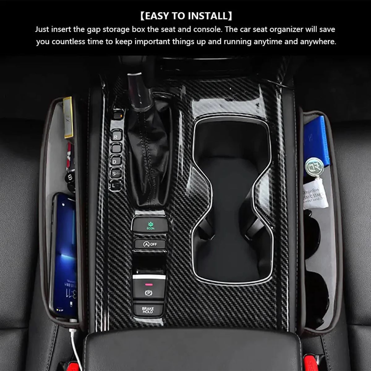 Car Seat Gap Filler Organizer, Multifunctional Pu Leather Console Side Pocket Organizer For Cellphones, Cards, Wallets, Keys MB