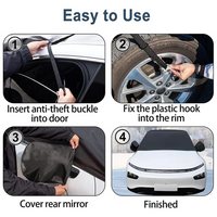 Thumbnail for Custom Text For Car Windshield Snow Cover, Compatible with All Cars, Large Windshield Cover for Ice and Snow Frost with Removable Mirror Cover Protector, Wiper Front Window Protects Windproof UV Sunshade Cover HY15983