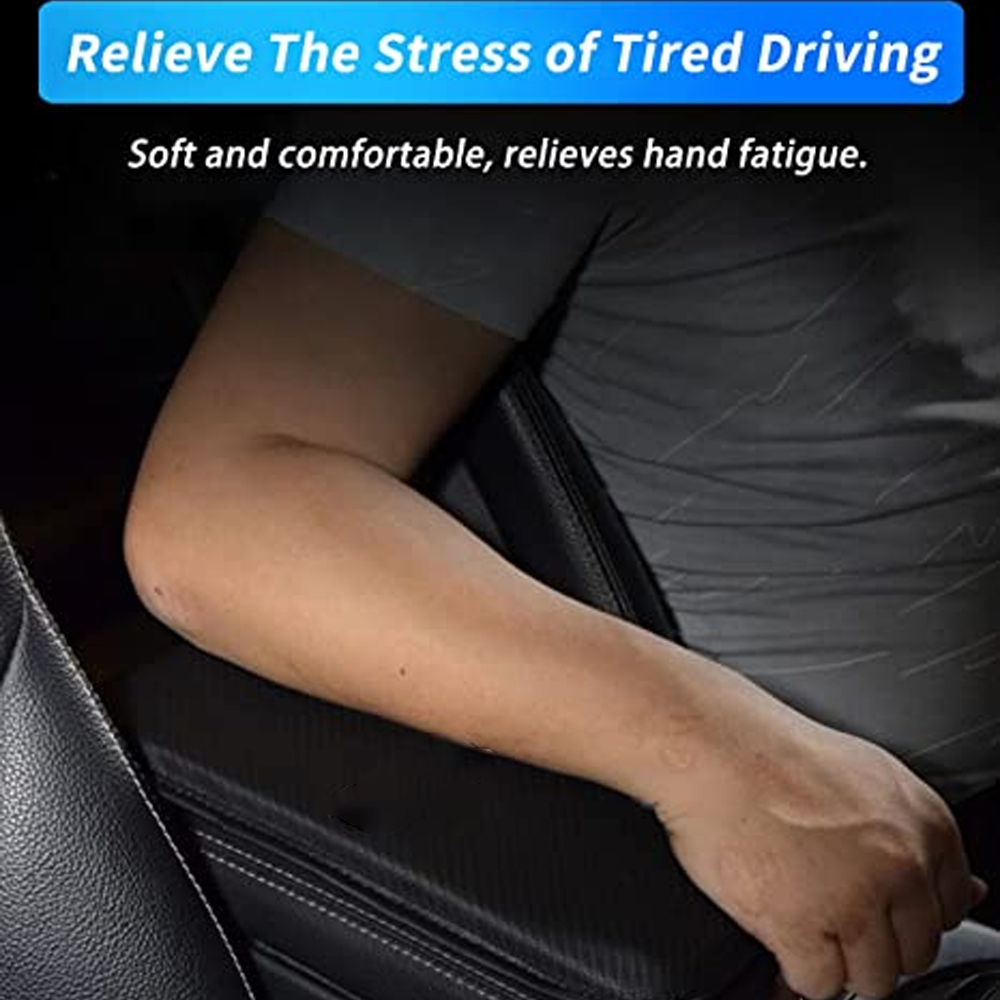 Custom Text For Center Console Pad, Compatible with All Cars, Carbon Fiber PU Leather Auto Armrest Cover Protector, Waterproof Car Armrest Seat Box Cover HY13991