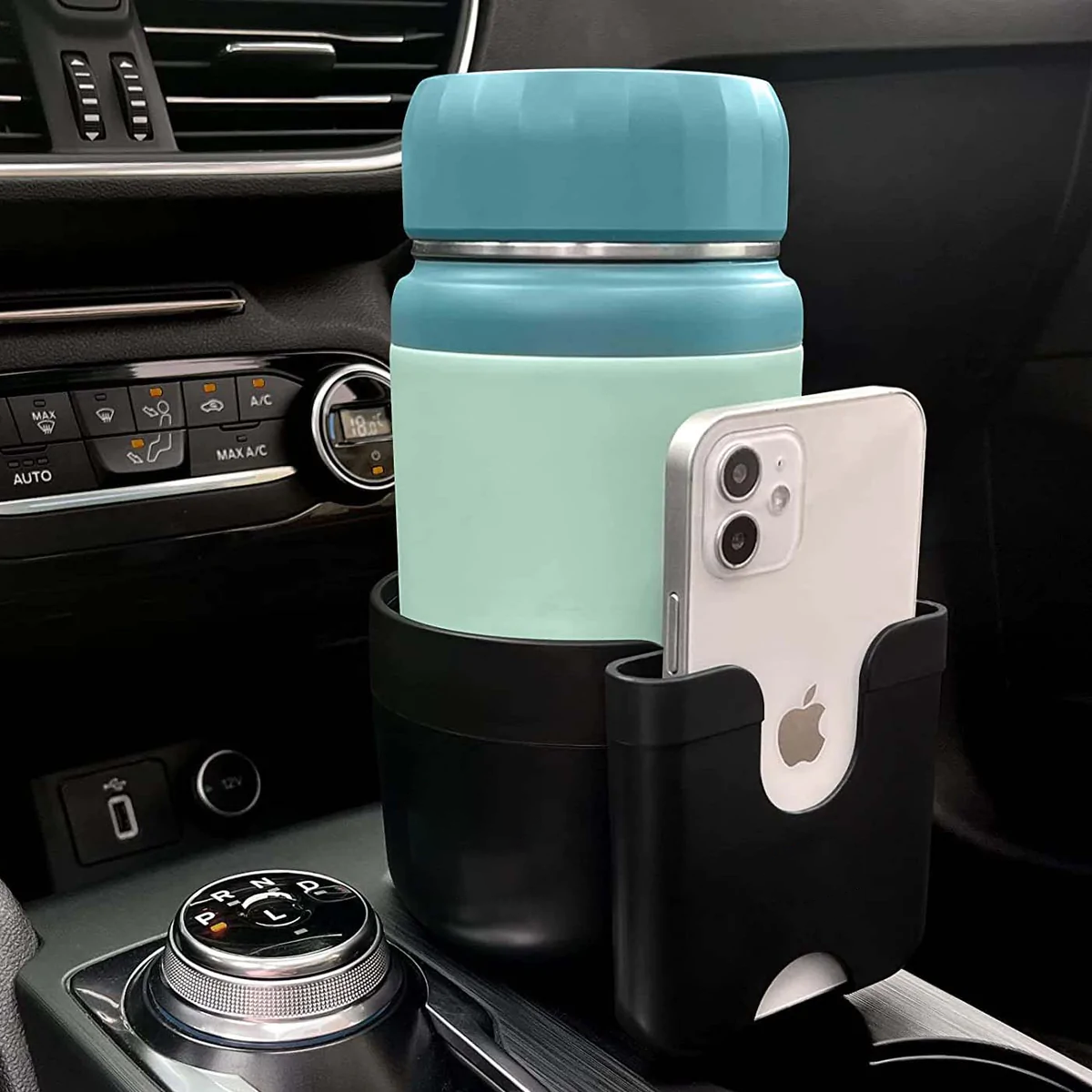 Custom Logo Car Cup Holder 2-in-1,  Car Cup Holder Expander Adapter with Adjustable Base, Car Cup Holder Expander Organizer with Phone Holder