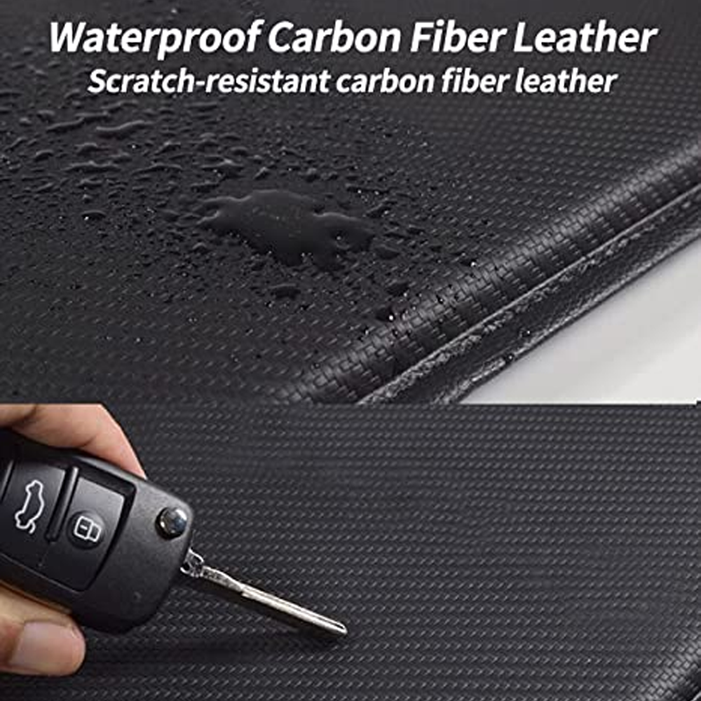 Custom Text For Center Console Pad, Compatible with All Cars, Carbon Fiber PU Leather Auto Armrest Cover Protector, Waterproof Car Armrest Seat Box Cover SA13991