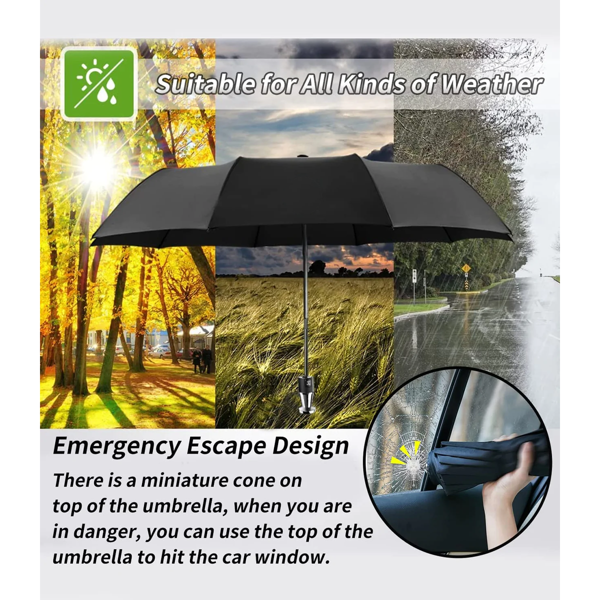 Custom Logo Umbrella, 2023 Update Version 10 Ribs Umbrella Windproof Automatic Folding Umbrella, Rain and Sun Protection