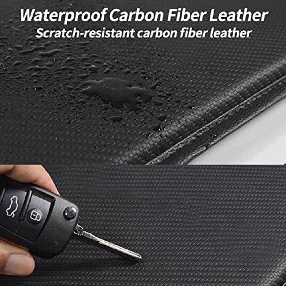 Custom Text For Center Console Pad, Compatible with All Cars, Carbon Fiber PU Leather Auto Armrest Cover Protector, Waterproof Car Armrest Seat Box Cover RL13991